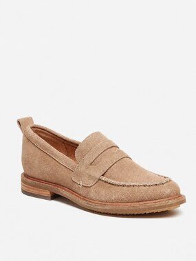 Kelsi Dagger Brooklyn Suede Penny Lens Loafers Womens 8.5 Taupe Academia